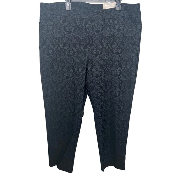Chicos So Slimming Brigitte Tonal Jacquard Slim Ankle Pants Black Size 4R - Picture 9 of 14